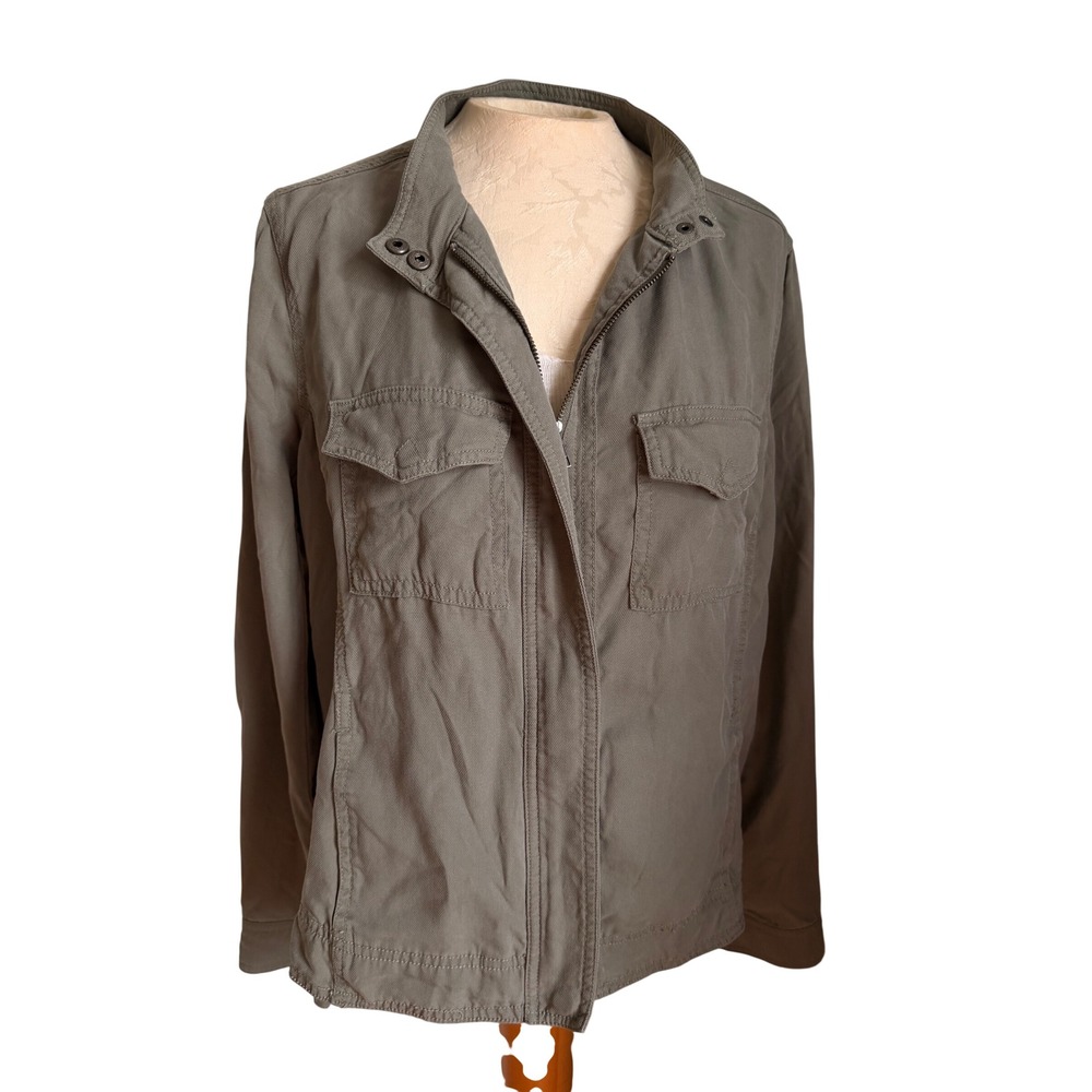 Liverpool Shadow Green Lyocell Utility Jacket LM1104TG Womens Large Zip Front